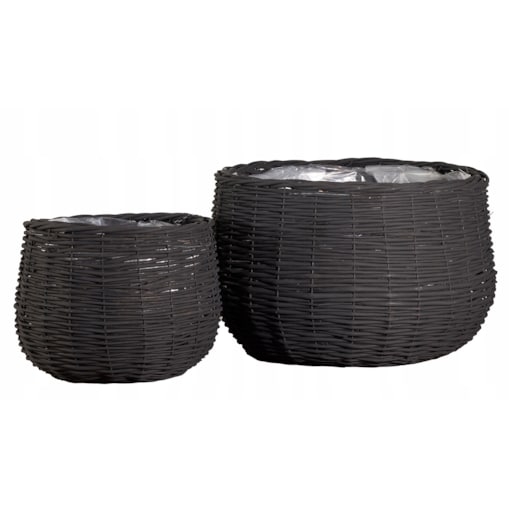 DONICZKA KOSZ CZARNA wiklinowa duża czarna osłonka ogrodowa 2 szt.