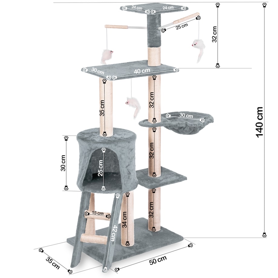 Drapak dla kota domek zabawka legowisko 140cm Pethaus