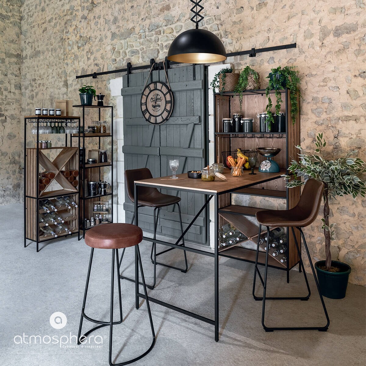 Krzesło barowe LOIS, efekt brązowej skóry