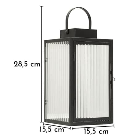 Lampion dekoracyjny Simply, kolor czarny, metal i szkło, 15,5 x 15,5 x 28,5 cm, styl nowoczesny, dekoracja do salonu, Mauro Ferretti