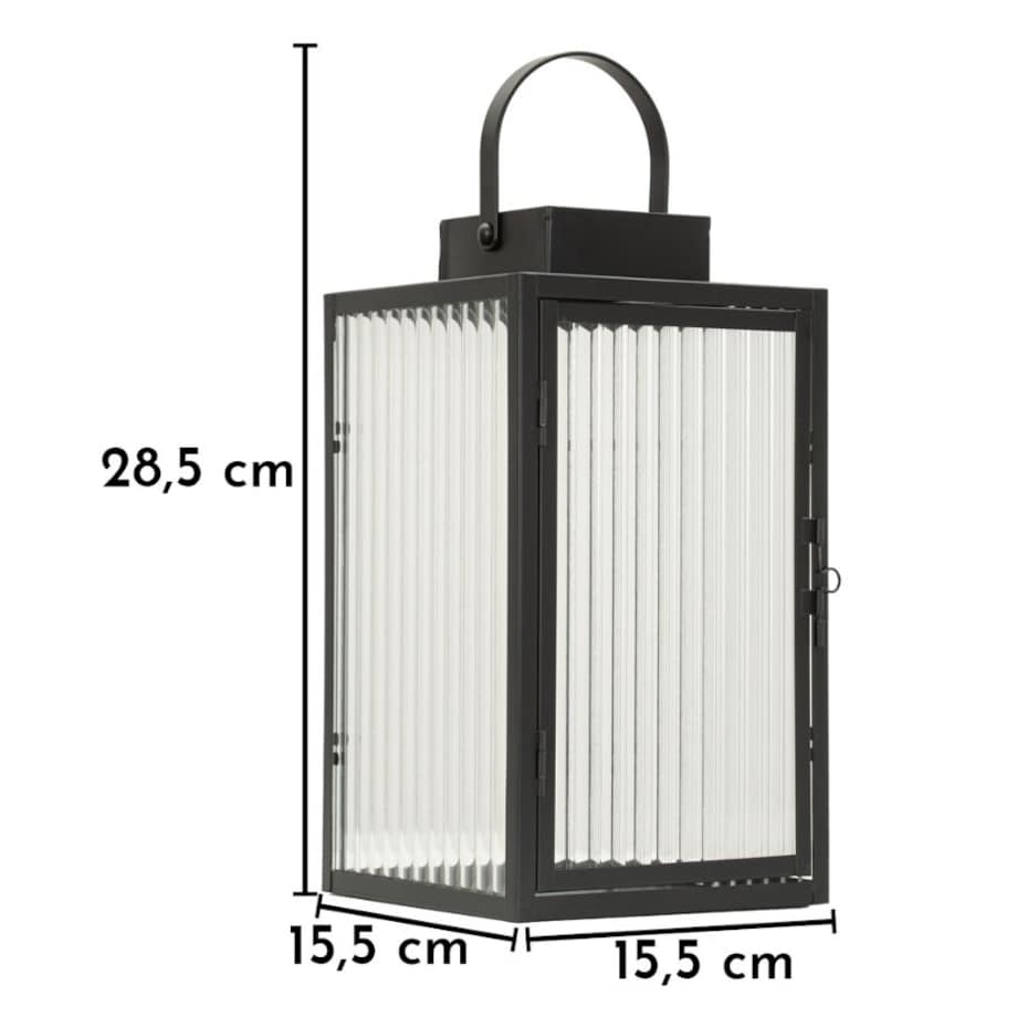 Lampion dekoracyjny Simply, kolor czarny, metal i szkło, 15,5 x 15,5 x 28,5 cm, styl nowoczesny, dekoracja do salonu, Mauro Ferretti
