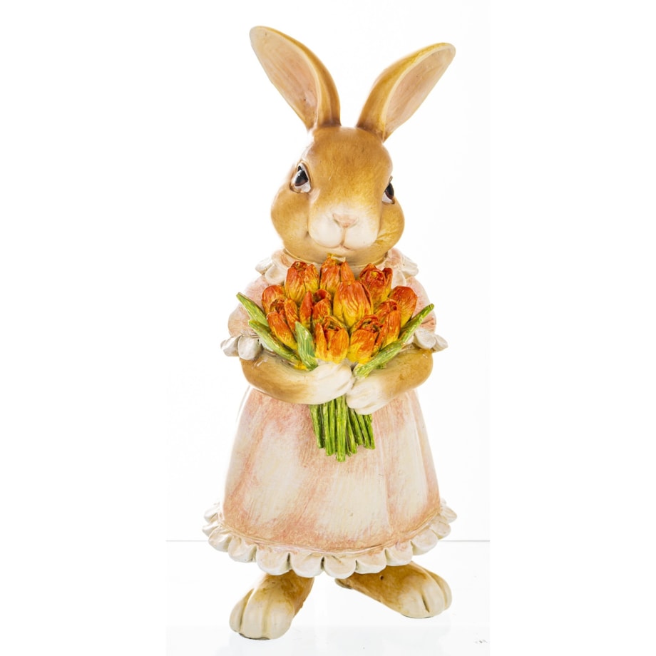Dekoracja - króliczka z bukietem 19,5x9x9 cm GABI
