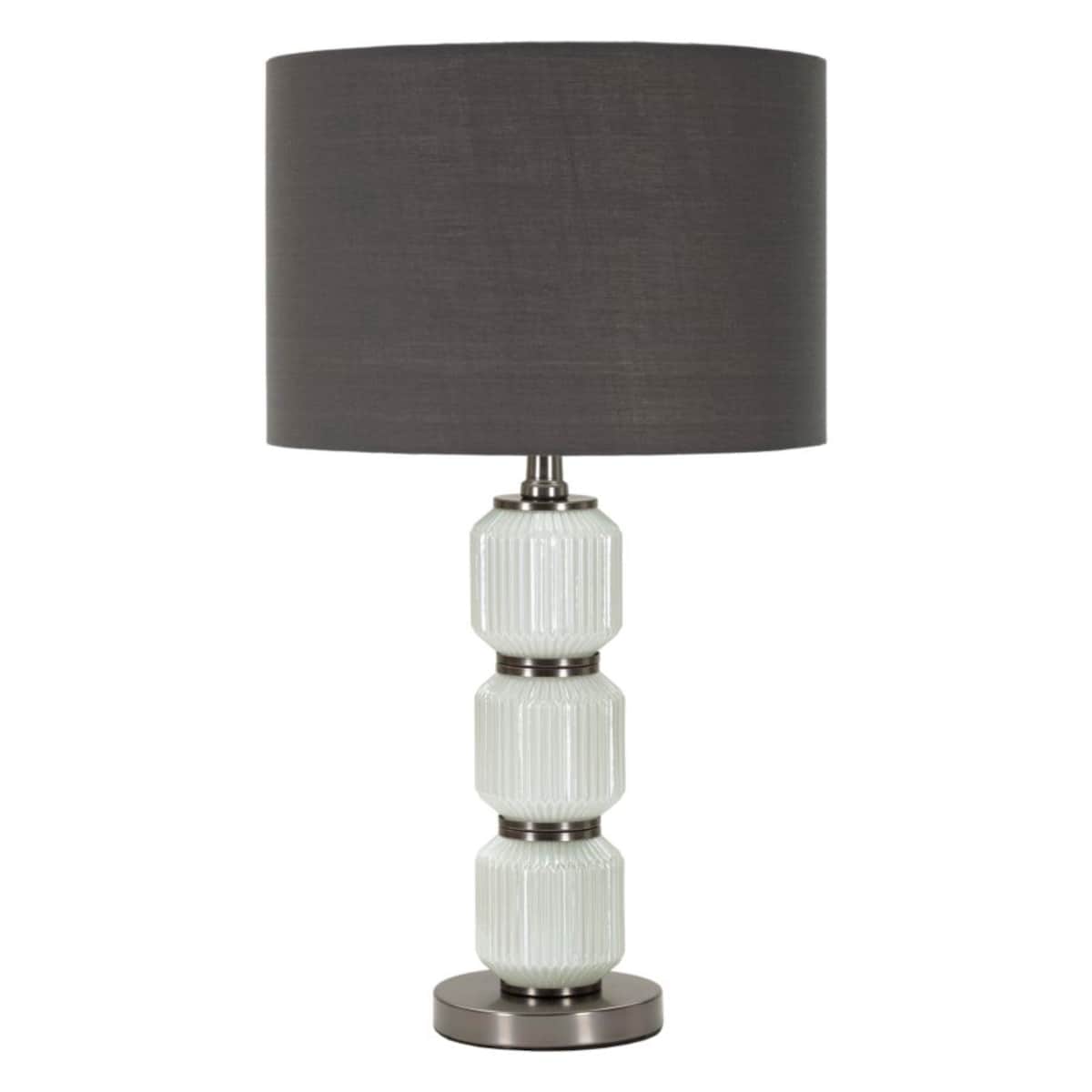 Lampa stołowa Bright Three, kolor biały i szary, szkło i żelazo, 32,5 x 32,5 x 57 cm, 1 x E27, styl nowoczesny, do salonu i sypialni, Mauro Ferretti