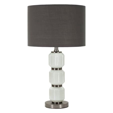 Lampa stołowa Bright Three, kolor biały i szary, szkło i żelazo, 32,5 x 32,5 x 57 cm, 1 x E27, styl nowoczesny, do salonu i sypialni, Mauro Ferretti