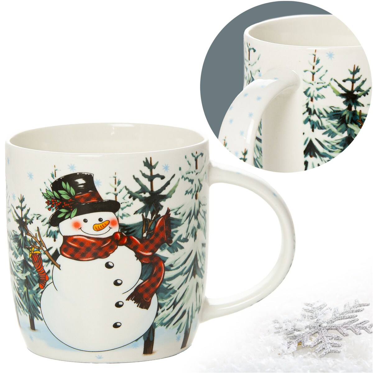 Kubek Świąteczny Ceramiczny Na Prezent 370 Ml Boże Narodzenie Bałwan