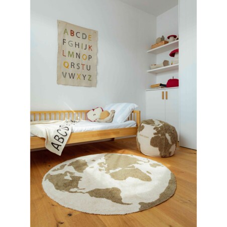 Dywan Bawełniany RugCycled Mapa Świata, Ø 120 cm, Lorena Canals