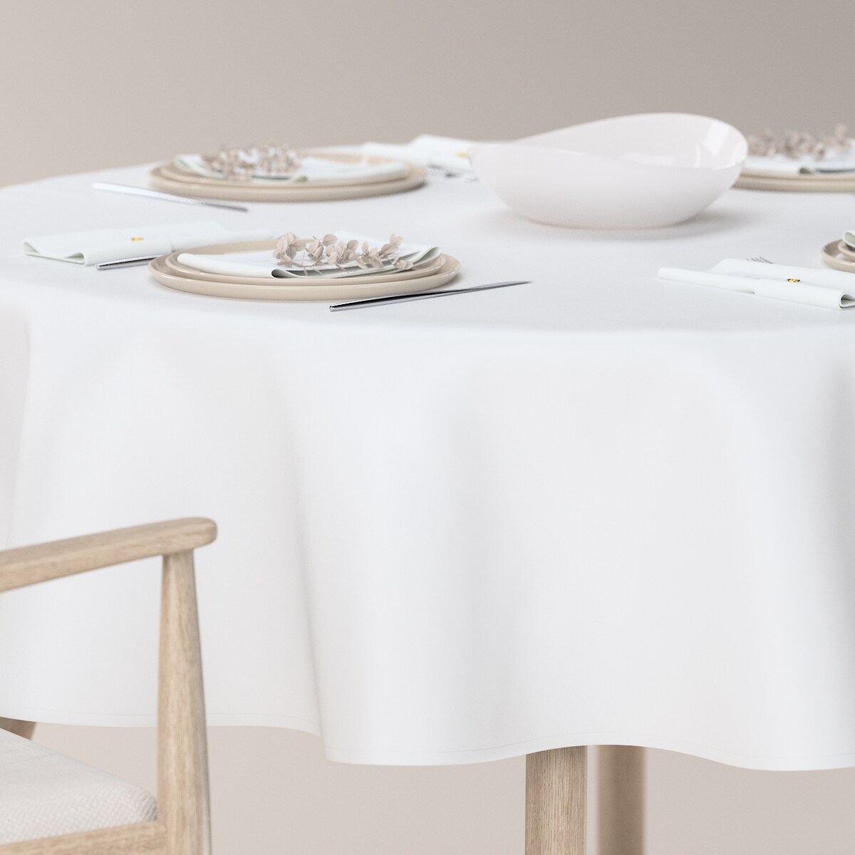 Obrus okrągły 130 x 130 cm biały z połyskiem