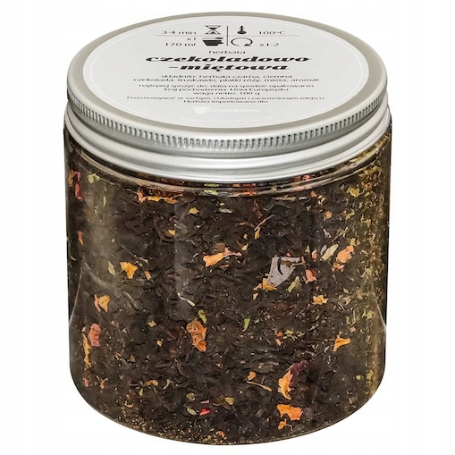 Herbata czarna CZEKOLADOWO MIĘTOWA o smaku czekoladki After Eight PREMIUM - herbata liściasta sypana mieszanka napar susz - gotowa na prezent upominek