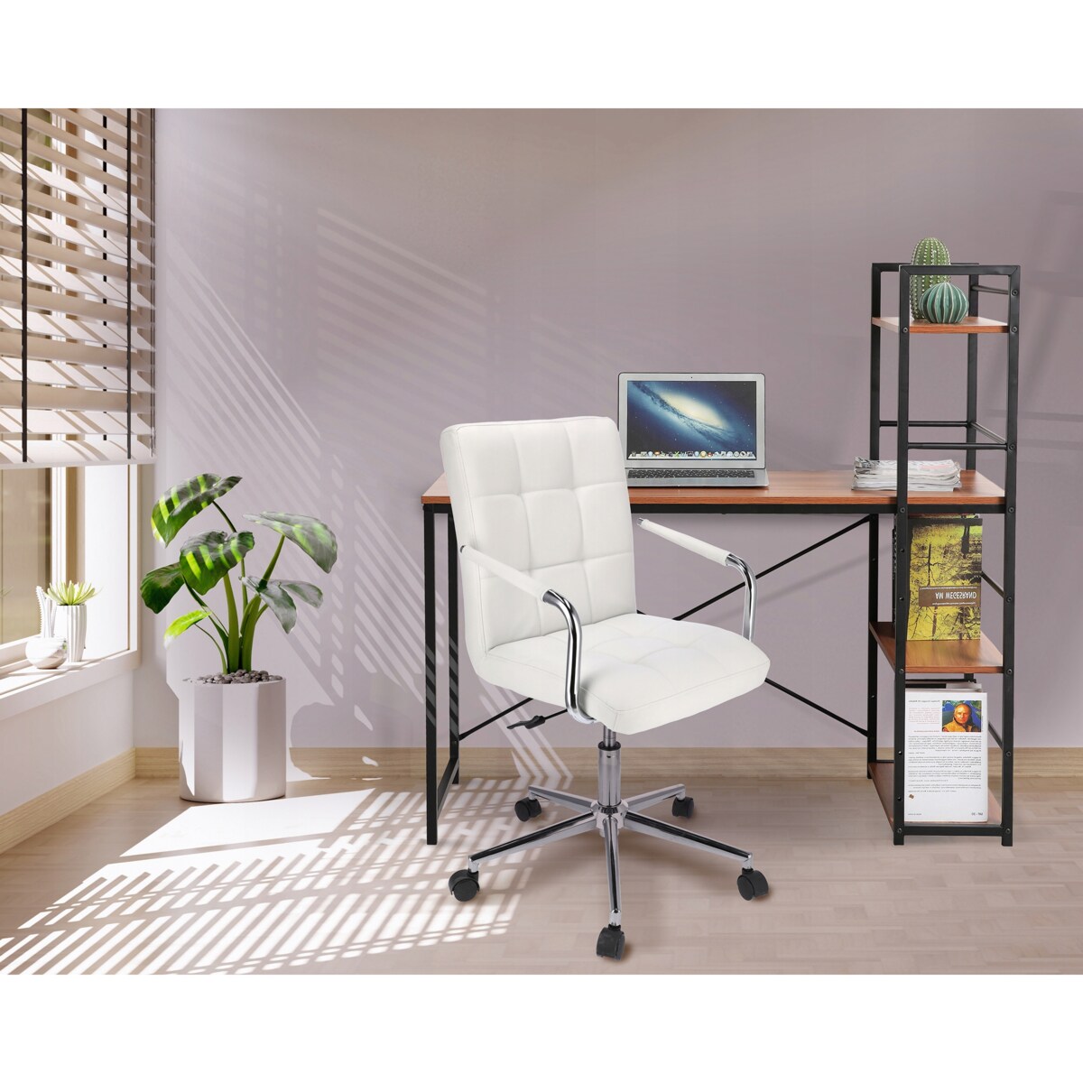 Krzesło obrotowe biurowe QUATRO białe ekoskóra