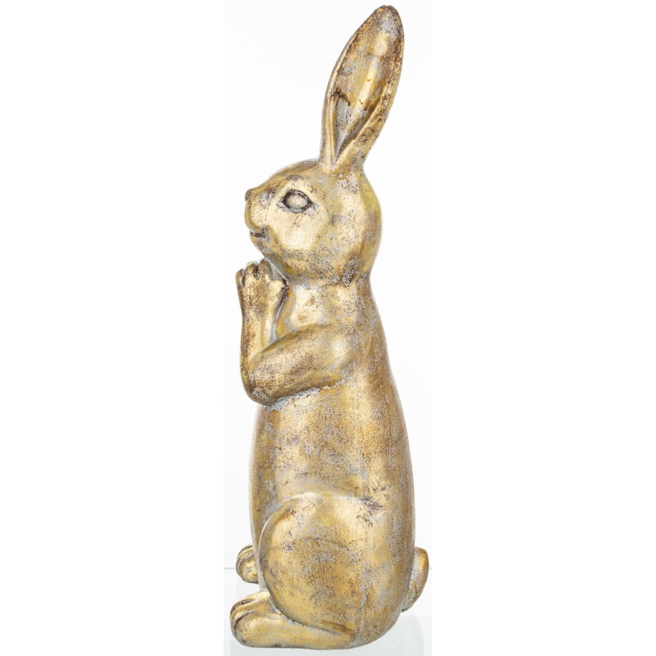 Dekoracja - zatroskany królik 49x16x16 cm złoty