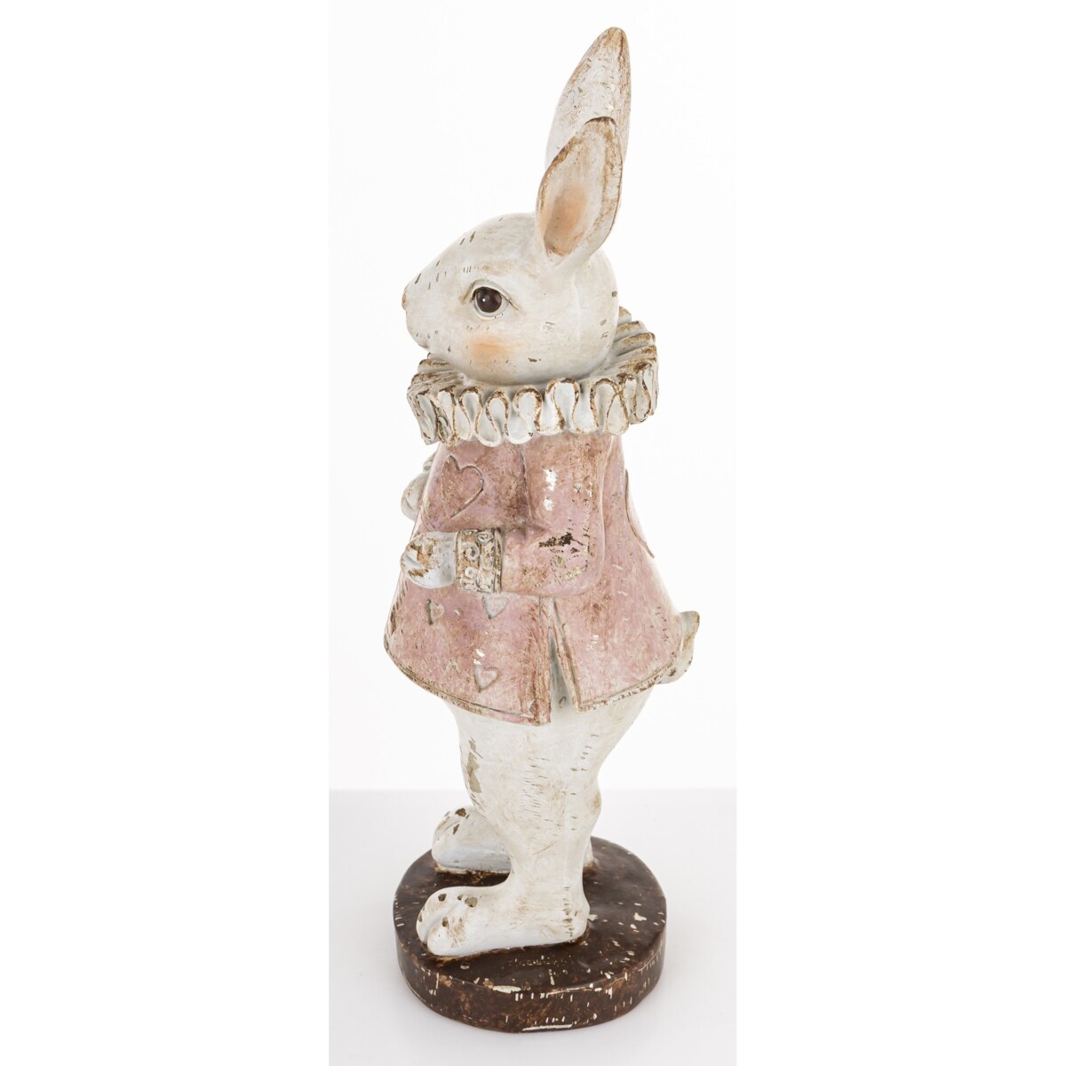 Dekoracja - biała króliczka LUISA 27,5x10,5x9,5 cm w różowej sukience