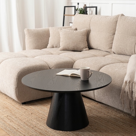 Stolik Kawowy Okrągły Czarny Duży Nowoczesny Okrągła Ława CASSANDER MAX