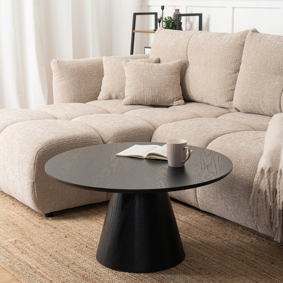 Stolik Kawowy Okrągły Czarny Duży Nowoczesny Okrągła Ława CASSANDER MAX