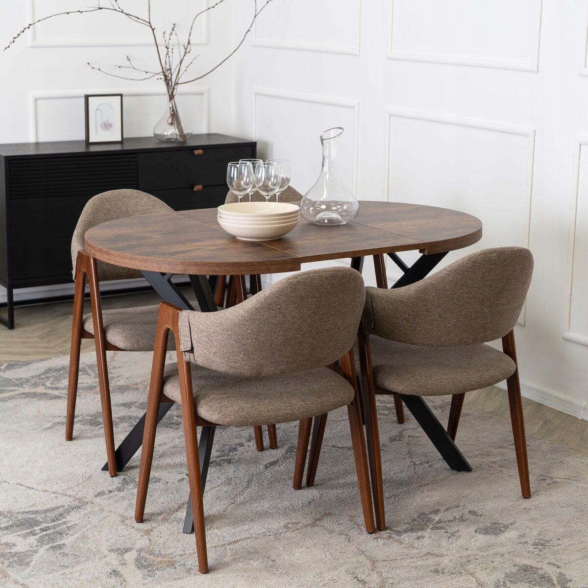 Krzesło Tapicerowane Kuchenne Skandynawskie Do Jadalni Salonu Beżowe RUIZ