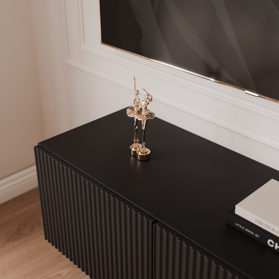 Szafka RTV wisząca CZARNA ANGEL ryflowana 100 cm z oświetleniem LED