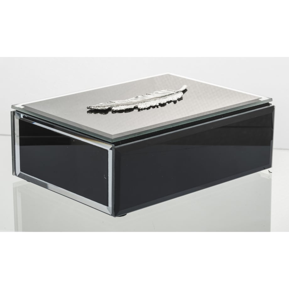 Szkatułka szklana na biżuterię 16x12x6 cm Srebrny Liść