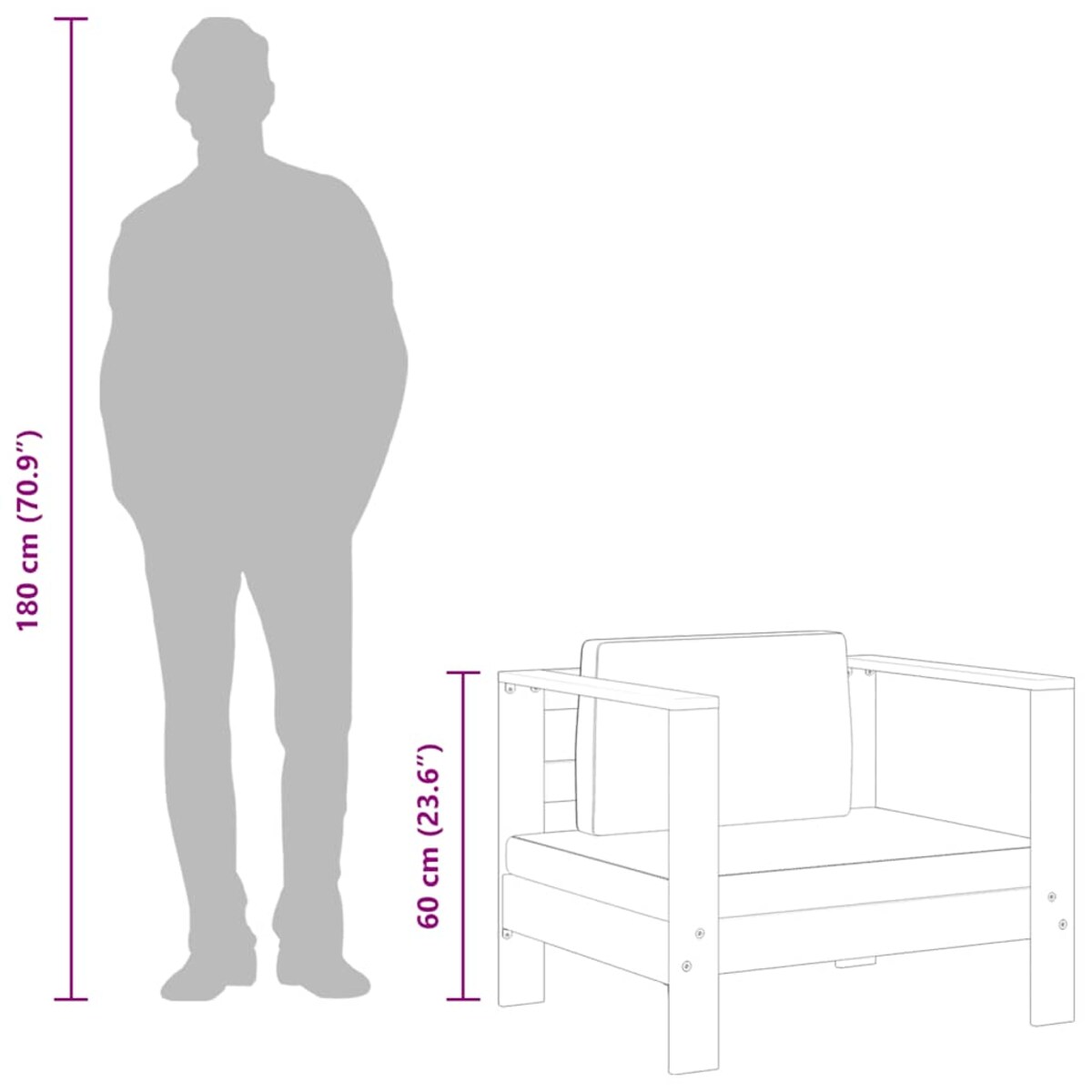 vidaXL Fotel ogrodowy z poduszką, ciemnoszary, lite drewno akacjowe