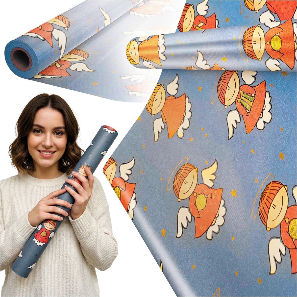 Papier Prezentowy Do Pakowania Prezentów 20 m MEGAROLKA Świąteczny Do Paczek Boże Narodzenie Ozdobny