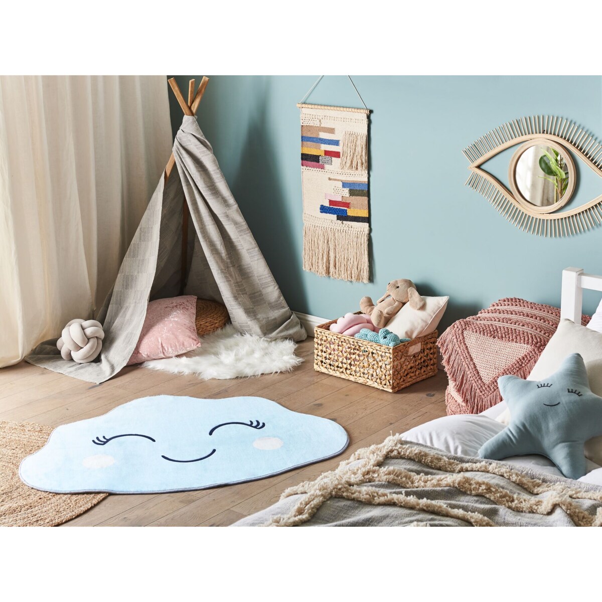 Dywan dziecięcy kształt chmury 90 x 120 cm niebieski CUMULUS