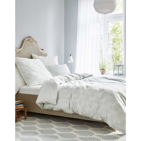 Komplet pościeli z bawełny satynowej we wzory w kolorze niebieskim, poszewka ozdobna, pościel dwustronna, pościel Esprit, 200 x 220 cm