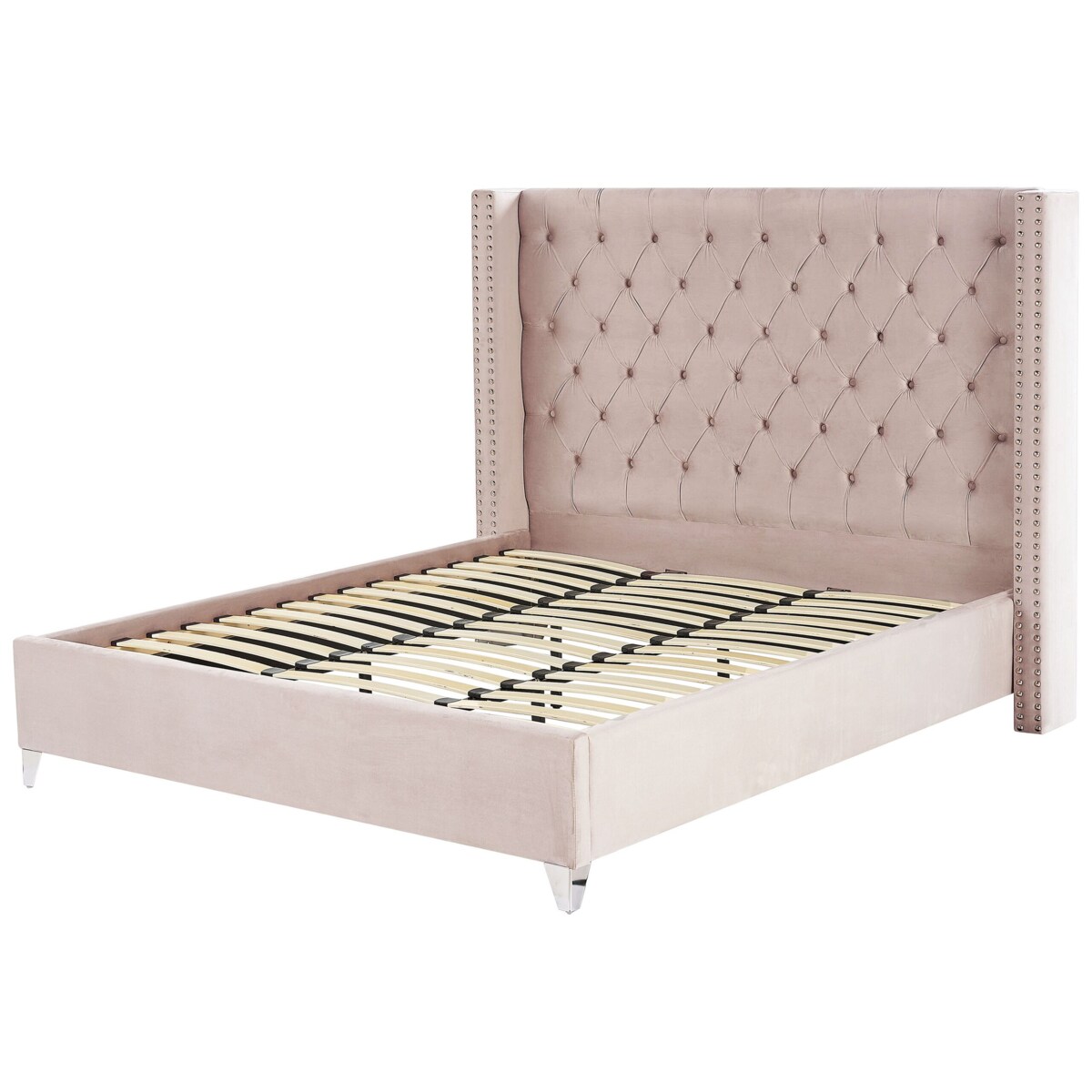 Łóżko welurowe 180 x 200 cm różowe LUBBON