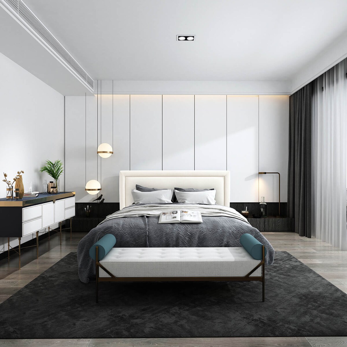 Łóżko tapicerowane SALMA 200x200 z pojemnikiem, Kremowy, tkanina Megan 351