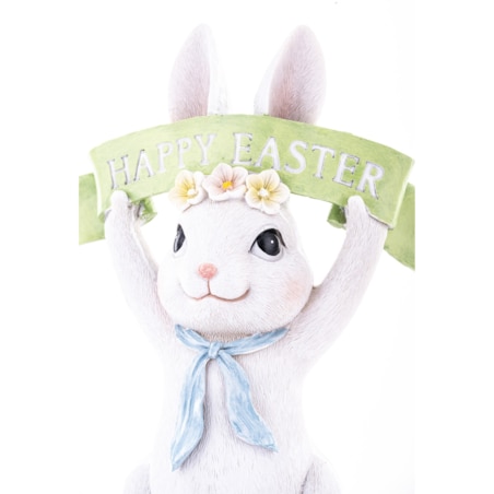 Dekoracja - królik BUNNY z szarfą z napisem 21x18x9 cm