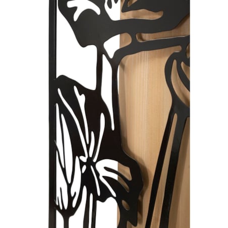 Dekoracja ścienna Lotus, kolor czarny i brązowy, żelazo i płyta MDF, 60 x 90 cm, do salonu i przedpokoju, Mauro Ferretti