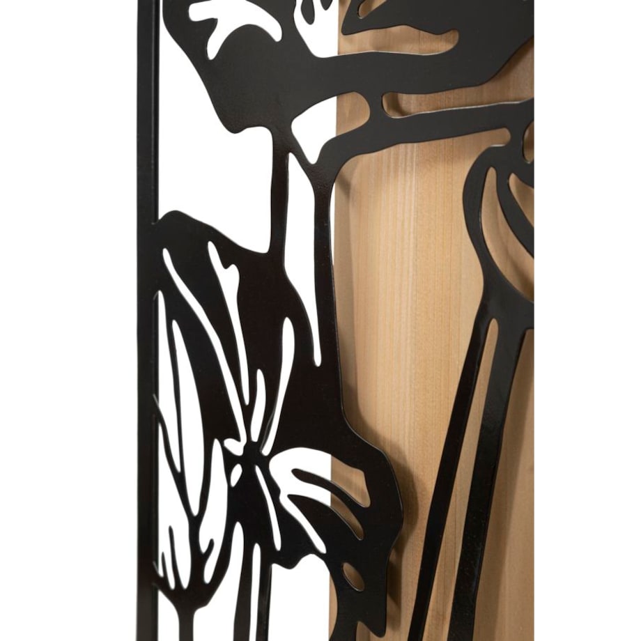 Dekoracja ścienna Lotus, kolor czarny i brązowy, żelazo i płyta MDF, 60 x 90 cm, do salonu i przedpokoju, Mauro Ferretti