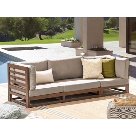 Sofa ogrodowa dla 3 osób TRANI Modułowy Certyfikowane drewno akacjowe Ciemnobrązowy
