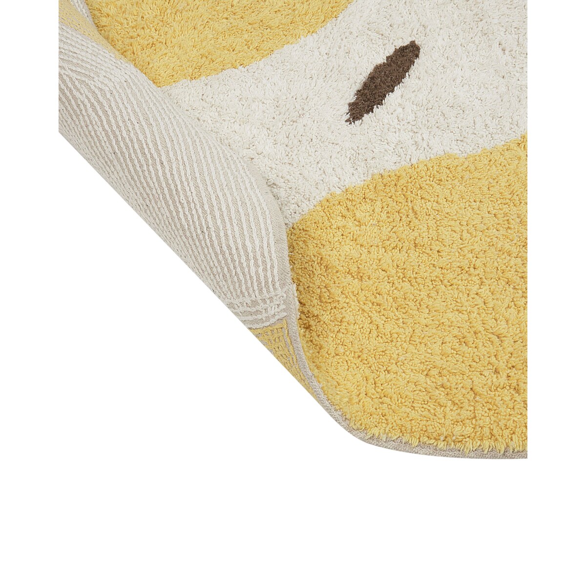 Dywan okrągły bawełniany ø 140 cm jasnobeżowy z żółtym MAWAND