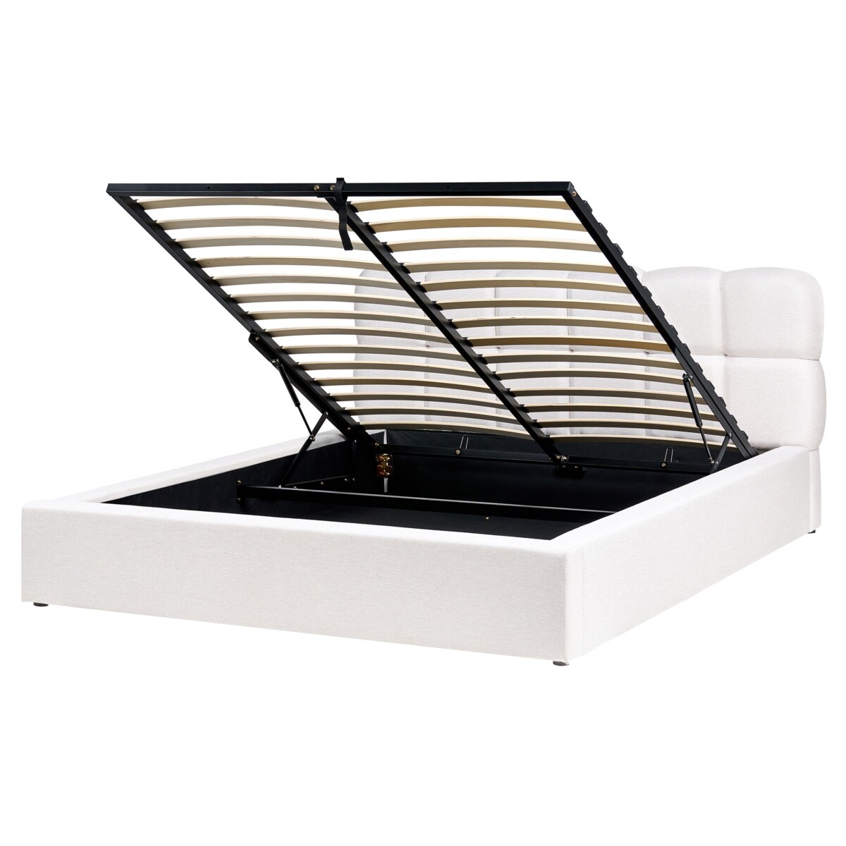 Łóżko z pojemnikiem BASTON 160 x 200 cm Złamana biel