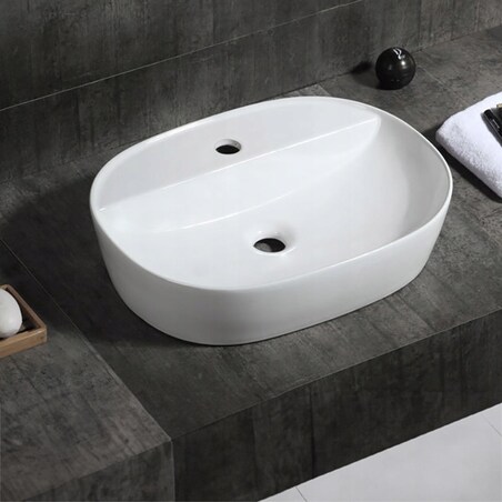 Umywalka nablatowa ceramiczna biała 60x40cm