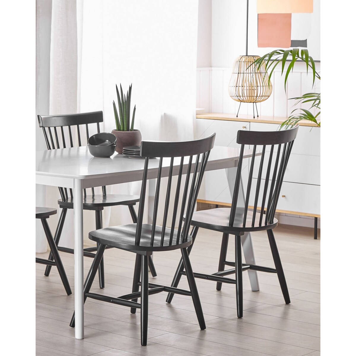 Zestaw 2 krzeseł do jadalni drewniany czarny BURGES