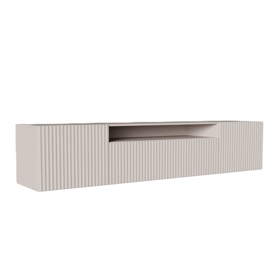 Szafka RTV NOELI, wisząca z ryflowanymi frontami do salonu- kaszmirowa