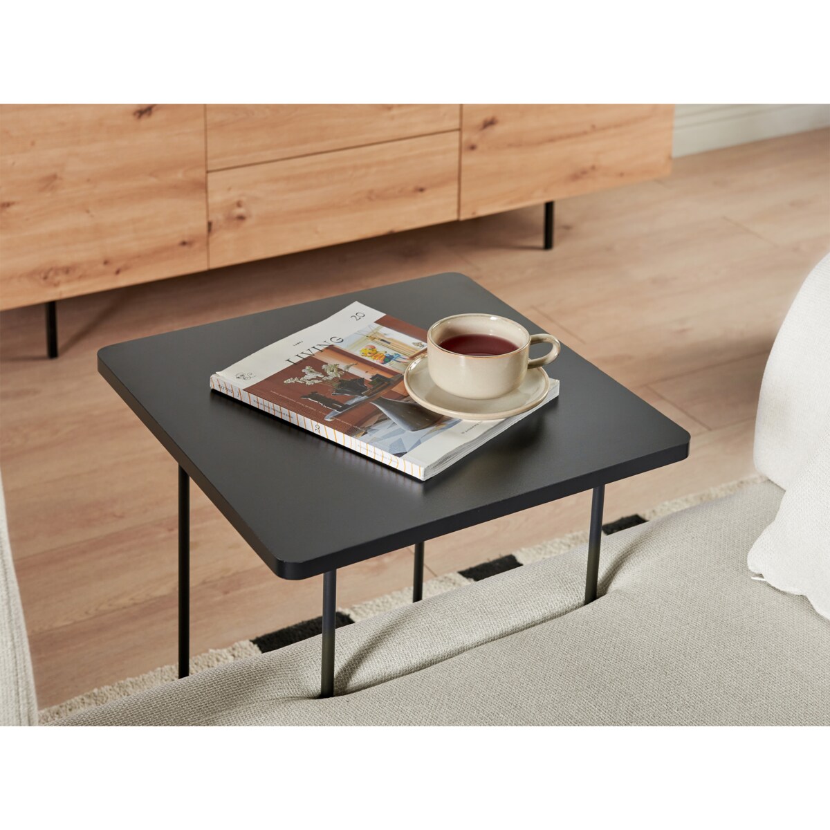 Sofa ze stolikami beżowa SOKNA