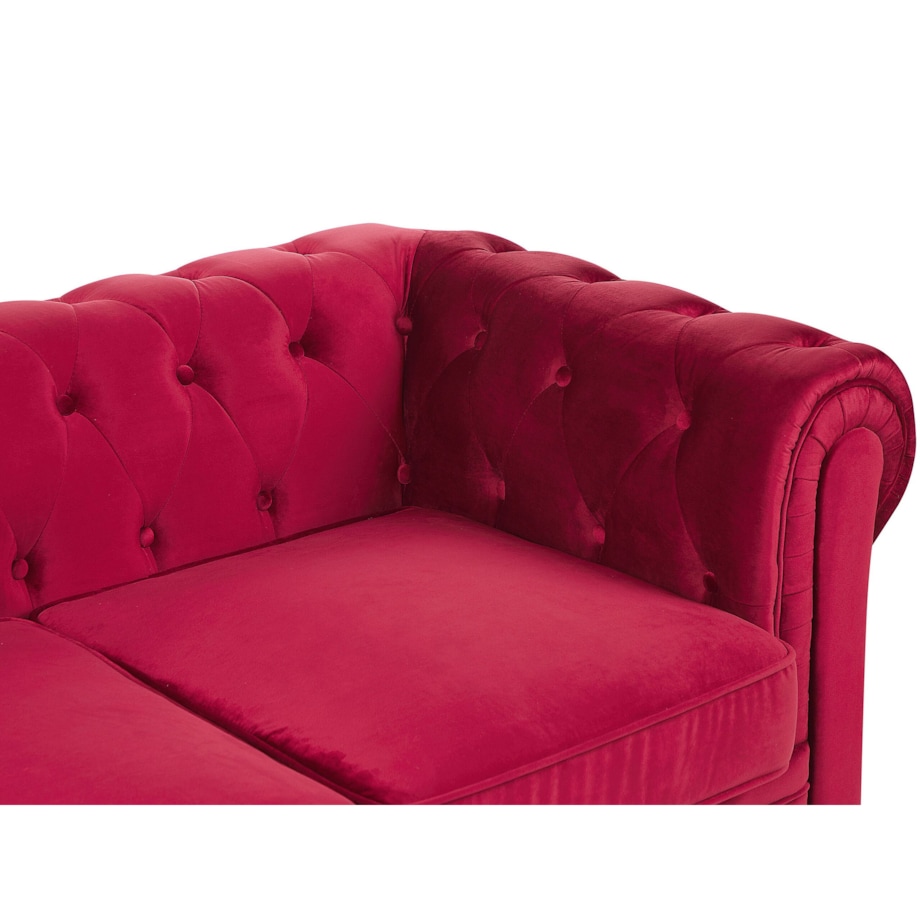 Komplet wypoczynkowy welurowy 4-osobowy czerwony CHESTERFIELD