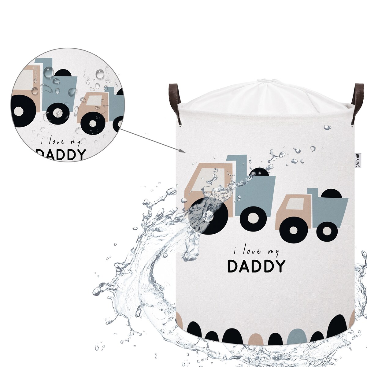 bawełniany kosz na zabawki sipo, zamykany na ściągacz, ciężarówki, xl