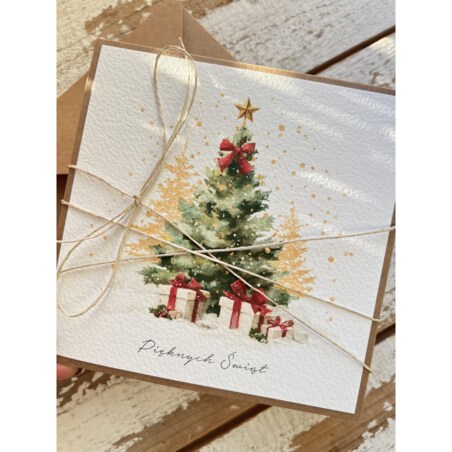 Kartka świąteczna ręcznie robiona na Boże Narodzenie choinka 2