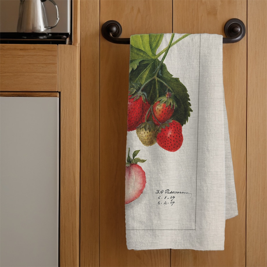 Lniana ścierka kuchenna - Truskawki
