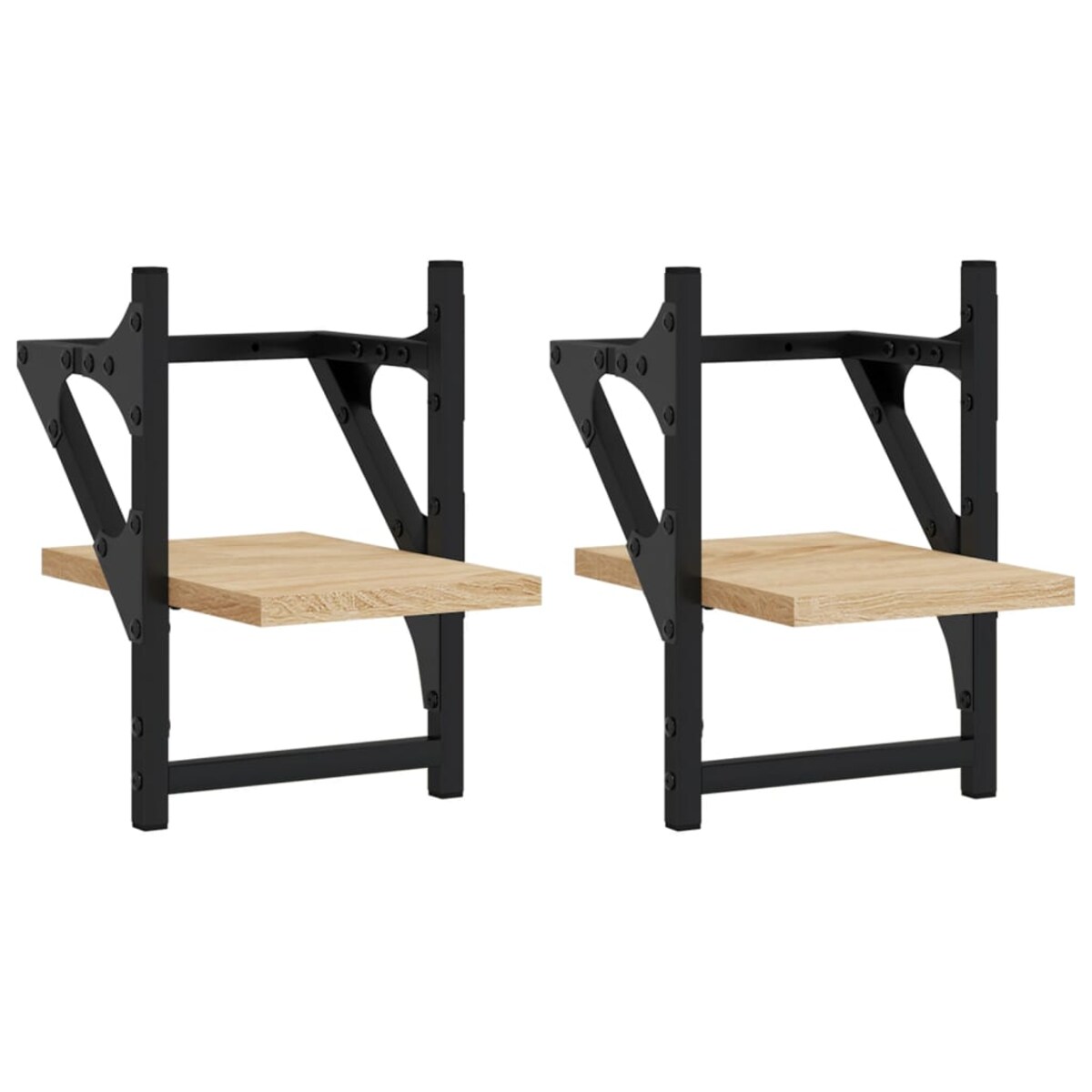 vidaXL Półki ścienne z drążkami, 2 szt., dąb sonoma, 20x25x30 cm