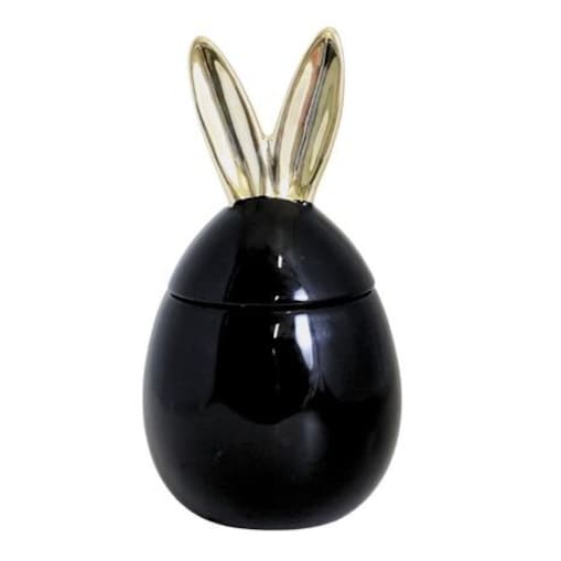 Dekoracja - jajko ceramiczne 19x10x10 cm otwierane OREJADA czarne