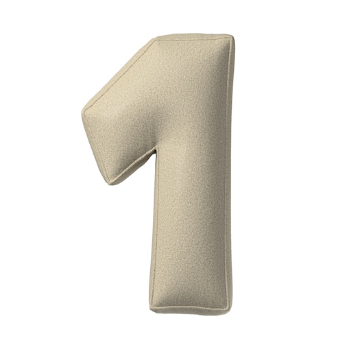 Poduszka Cyferka 1, jasny beż, 25 x 40 cm, Boucle