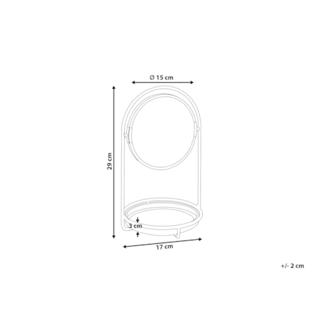 Lusterko kosmetyczne ø 15 cm złote INDRE