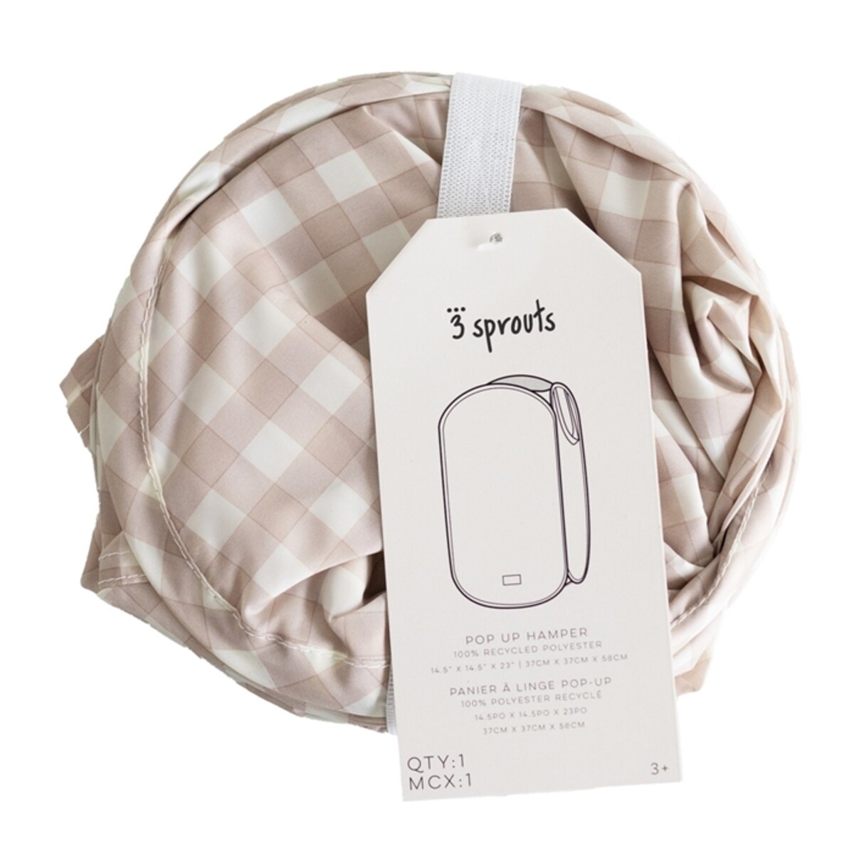 3 Sprouts Kosz Na Pranie i Zabawki Pop-up Gingham Beige