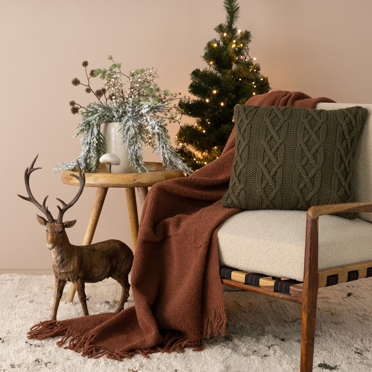 Poszewka na poduszkę Knitted Warmth 43x43 cm boże narodzenie, święta, świąteczne, zielony, 43x43 cm