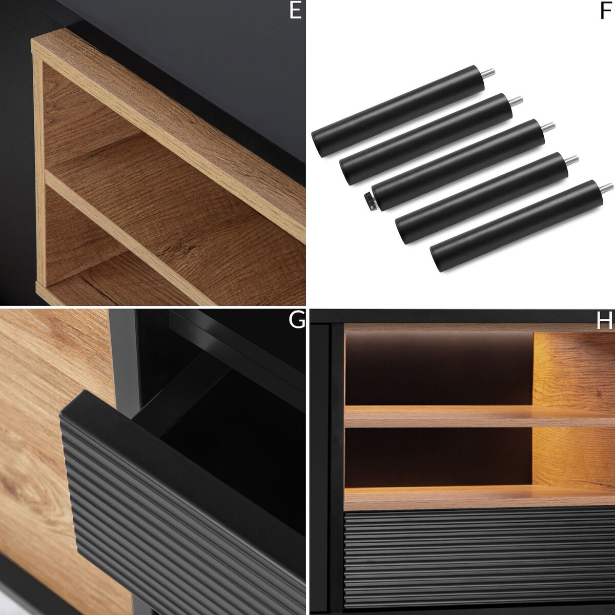 KONSIMO LOFTY Szafka RTV w stylu loft z półkami