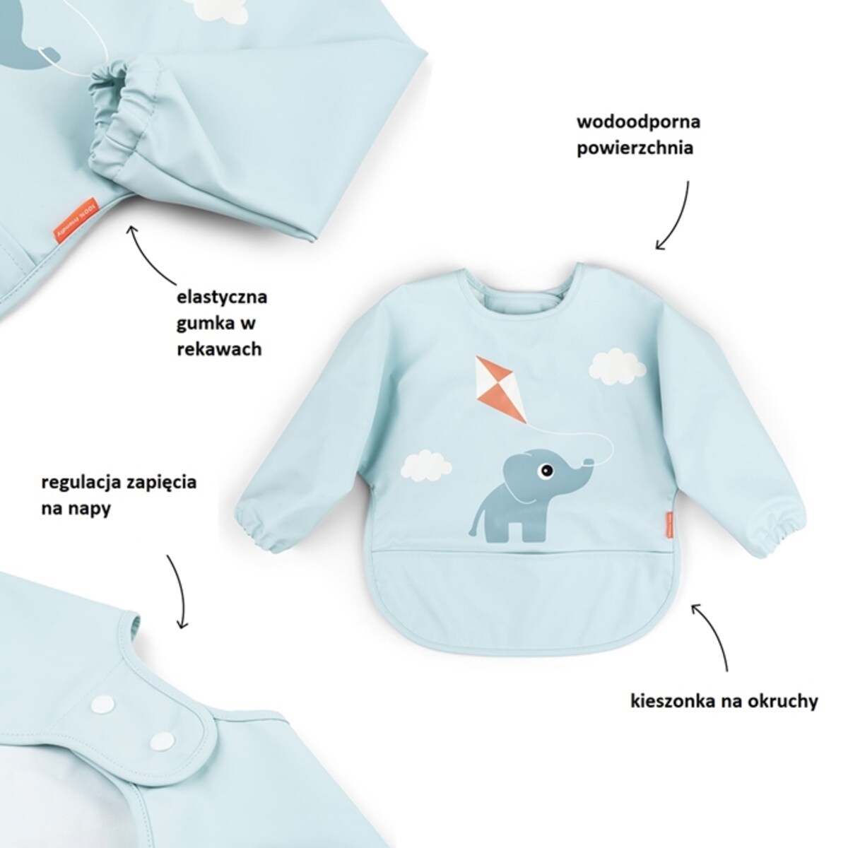 Done by Deer Śliniak z Rękawami 6-18m Playground Blue