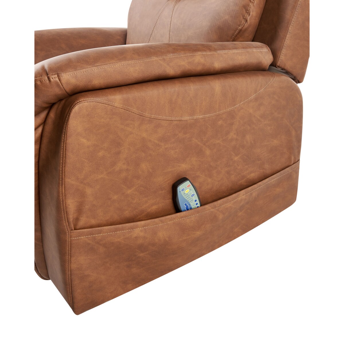 Elektryczny fotel rozkładany GLORIE Z masażem Ekoskóra Brązowy