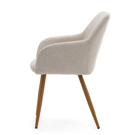 Krzesło tapicerowane skandynawskie beżowe SCANDI metalowe nogi w kolorze drewna